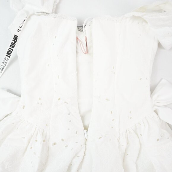 House Of CB Giglio Broderie Anglais Frill Mini Dress In White - Size XS - NWTD - Picture 5 of 12
